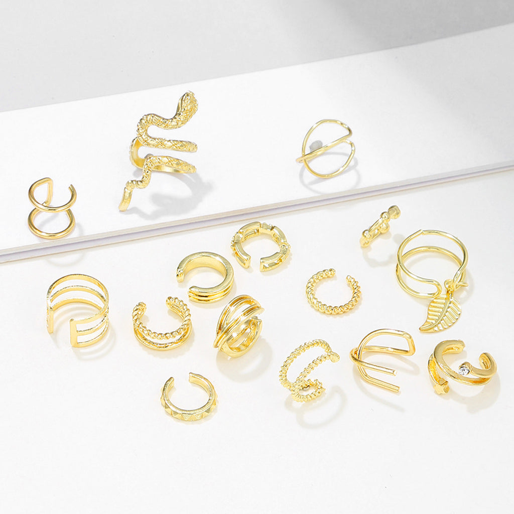 SANNIDHI 15Pcs Chic Golden Ear Cuffs for Women 15 Mixed Designs Ear Cuffs Slide-On Cuffs Non Piercing Earrings Stylish Women Ear Cuffs Earrings SANNIDHI 15Pcs Chic Golden Ear Cuffs for Women 15 Mixed Designs Ear Cuffs Slide-On Cuffs Non Piercing Earrings Stylish Women Ear Cuffs Earrings